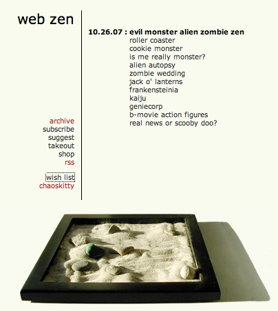 Screen Shot of Web Zen Site